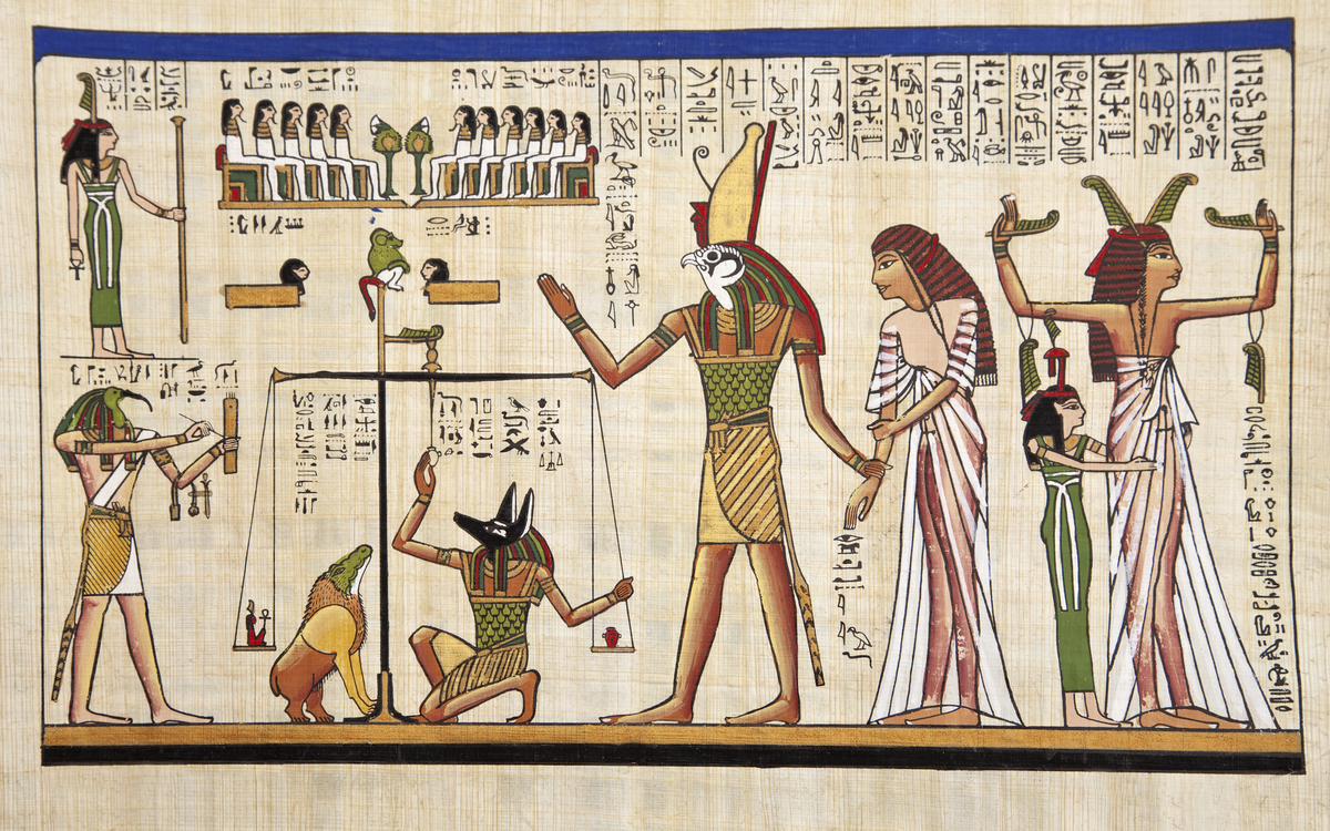 Wandmalerei auf Papyrus in Ägypten