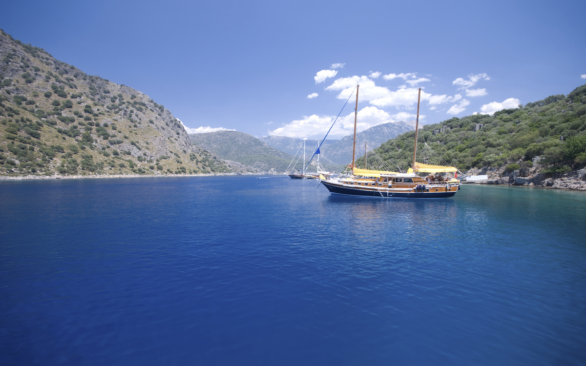 Segelschiiff in Ägäis, Türkei