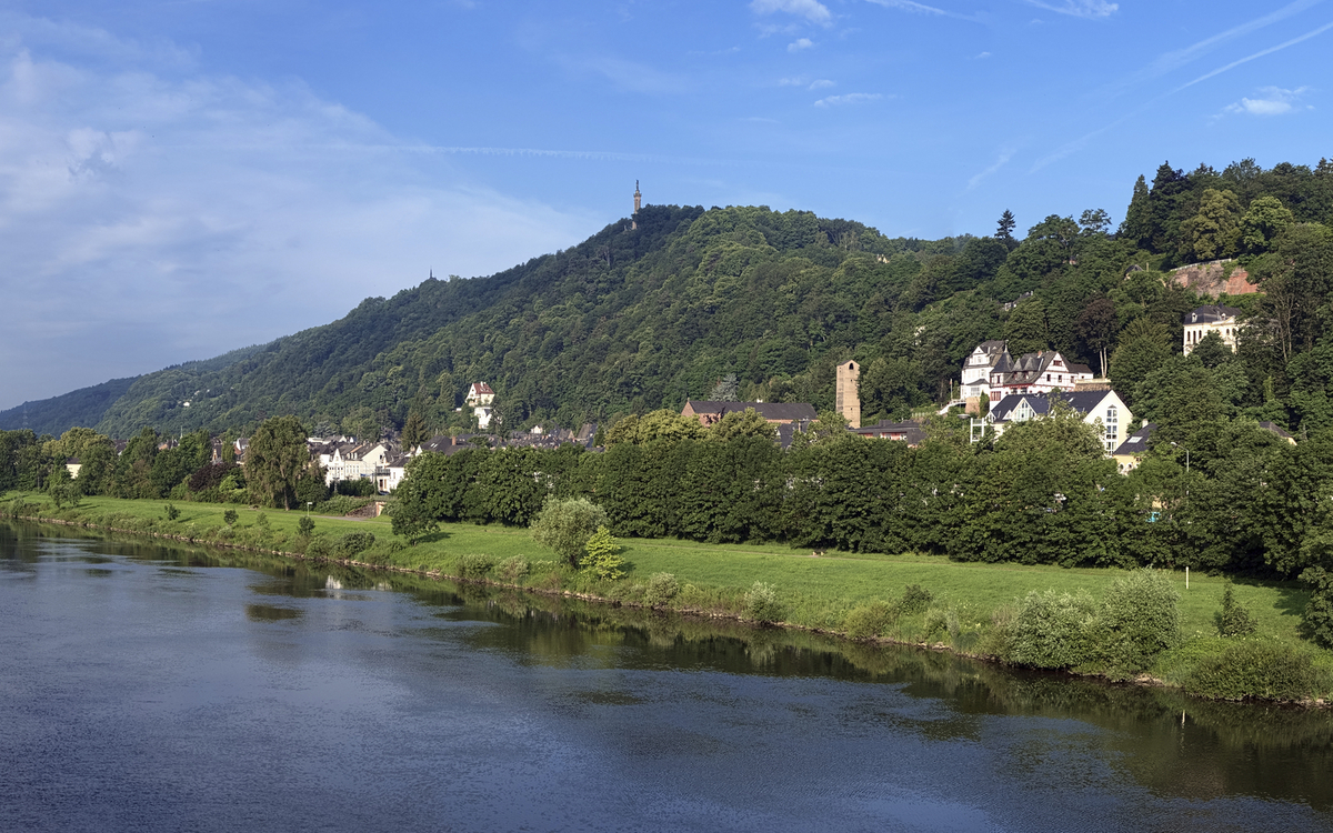 Blick auf den Markusberg und die Mosel bei Trier, Deutschland