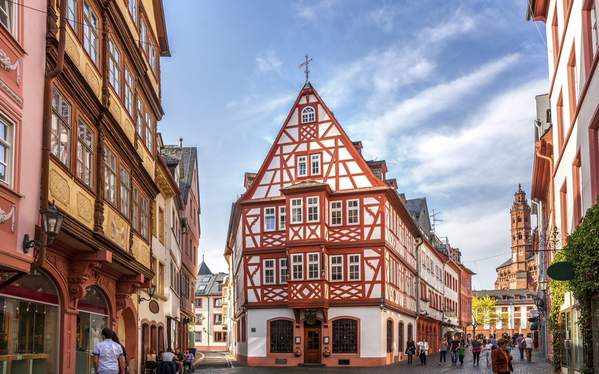 Historische Haeuser in Mainz, Deutschland