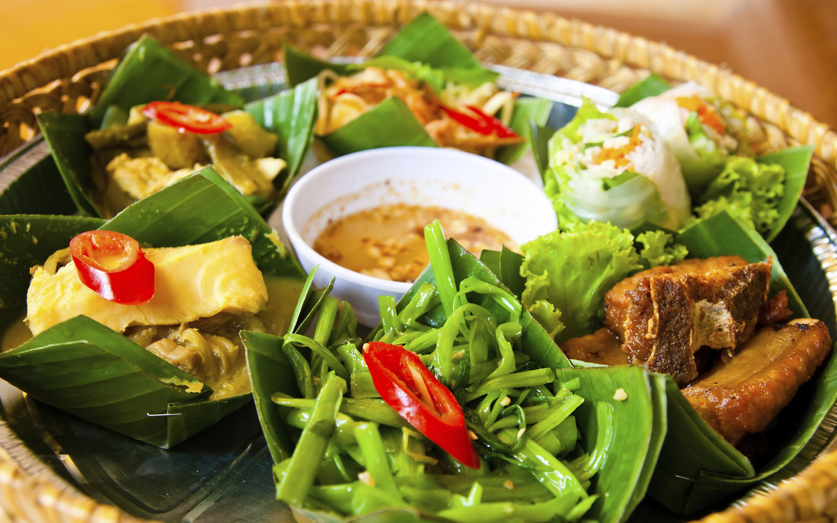 Gericht Gemuese und Fleisch, Kambodscha