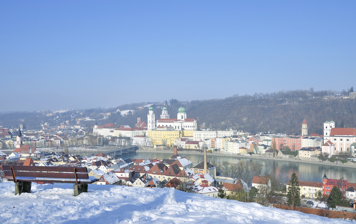 Passau bei Schnee, Deutschland
