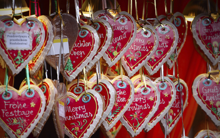 Lebkuchenherzen auf dem Weihnachtsmarkt