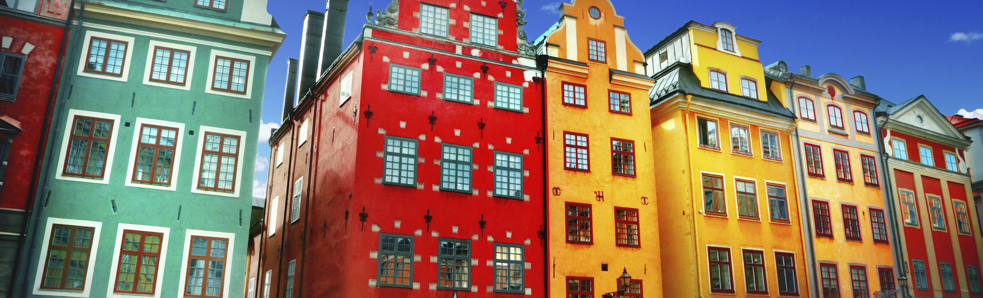 Bunte Häuser in Stockholm, Schweden