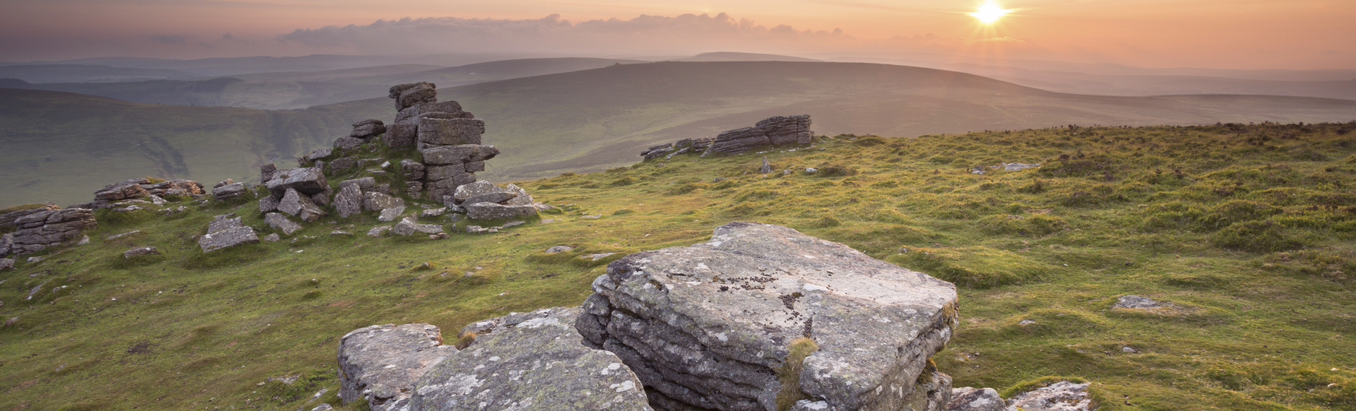 Sonnenuntergang am Nationalpark Dartmoor, England