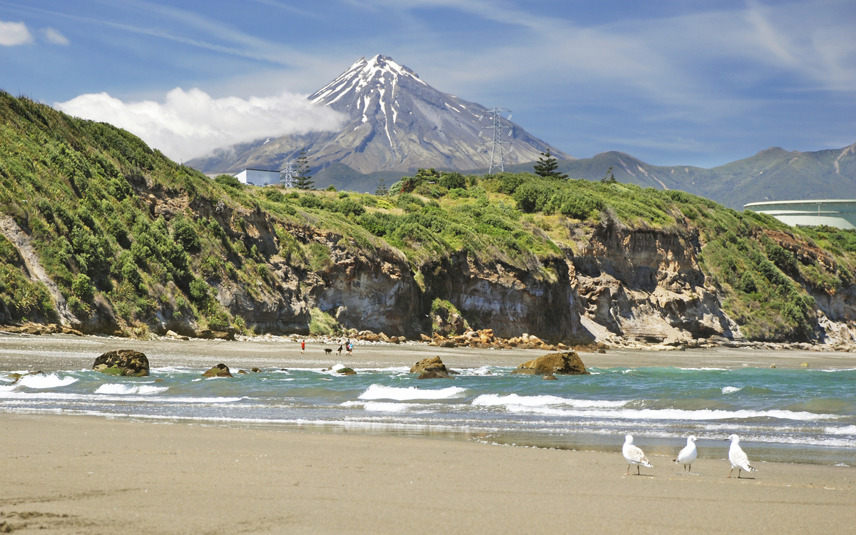 Blick auf den Mount Taranaki, Neusseeland