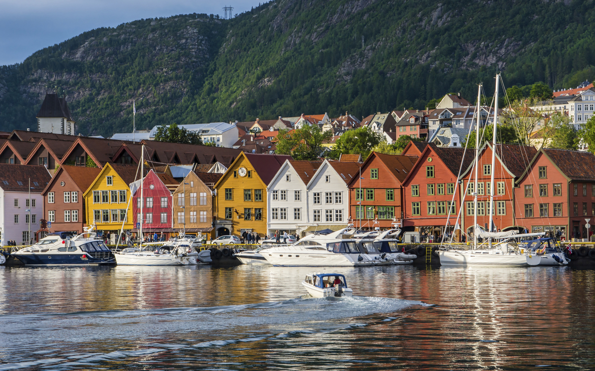 Haeuserfassaden von Bergen, Norwegen