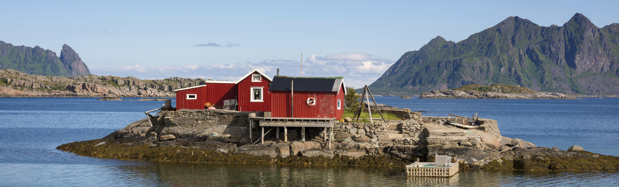 Traditionelles Haus auf Lofoten, Norwegen