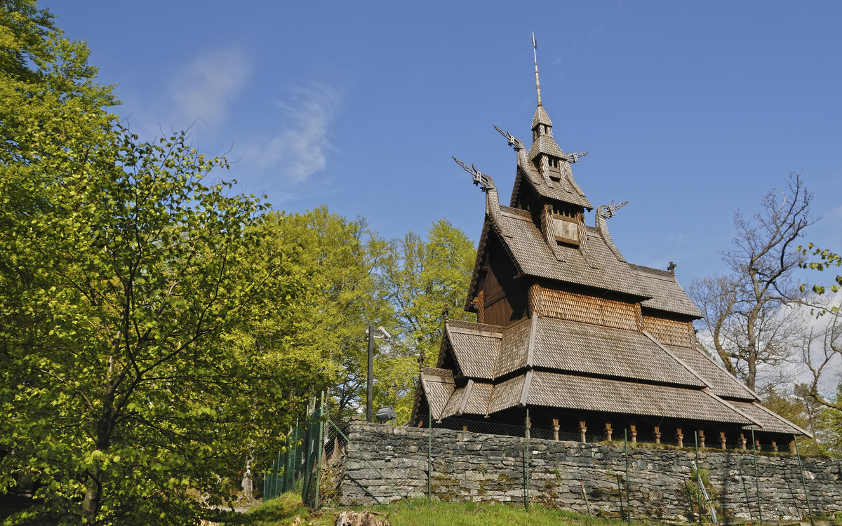 Fantoft-Stabkirche in Bergen, Norwegen