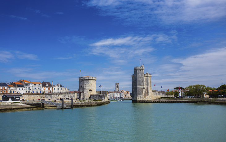 Blick auf die Küstenstadt La Rochelle, Frankreich
