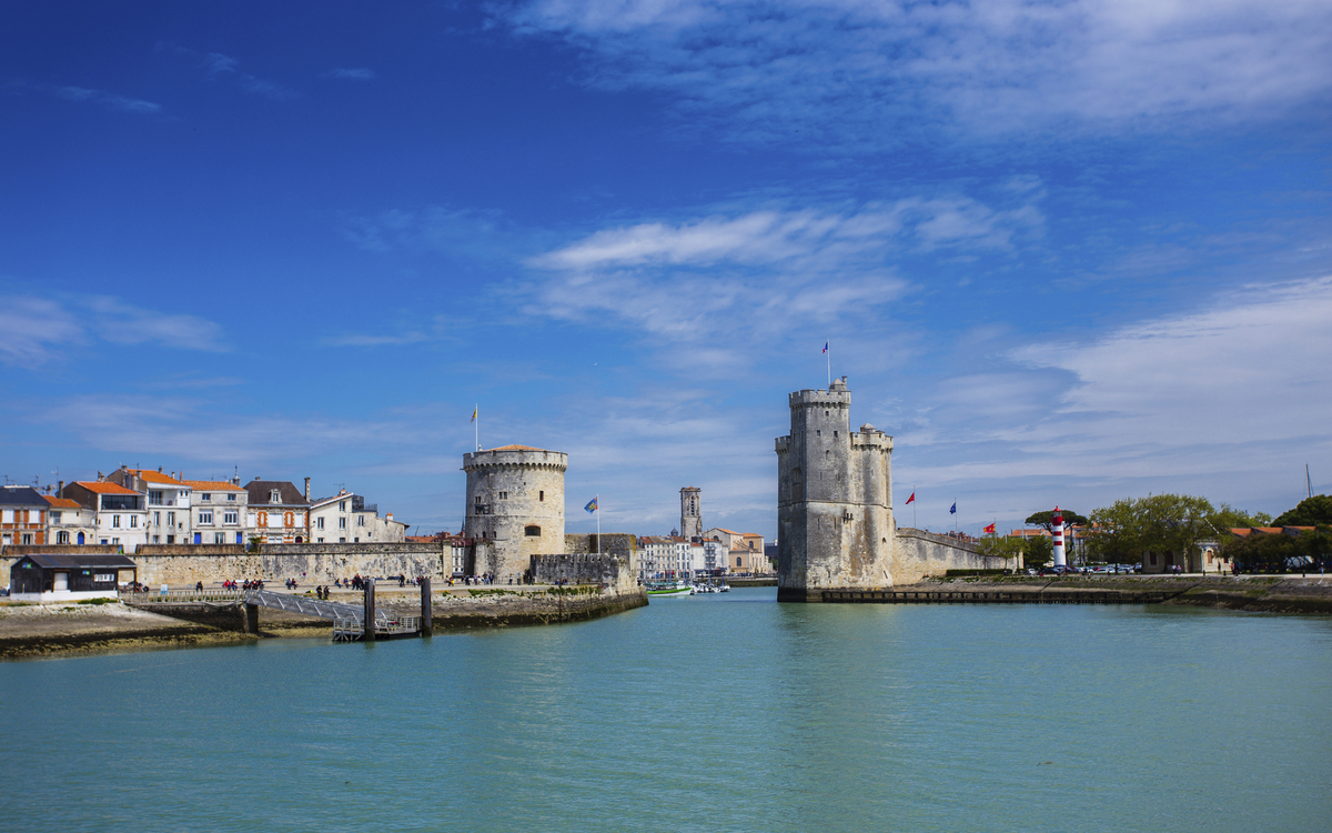 Blick auf die Küstenstadt La Rochelle, Frankreich
