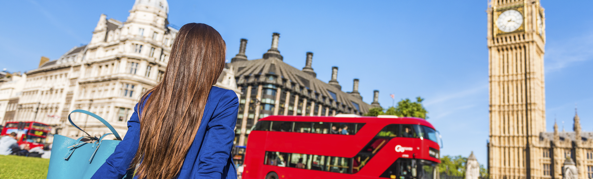 Wahrzeichen von London: Doppeldeckerbus und Big Ben