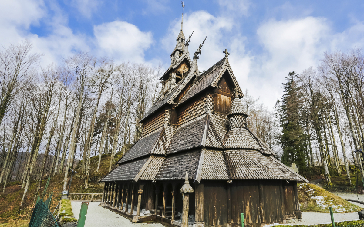 Fantoft-Stabkirche in Bergen, Norwegen