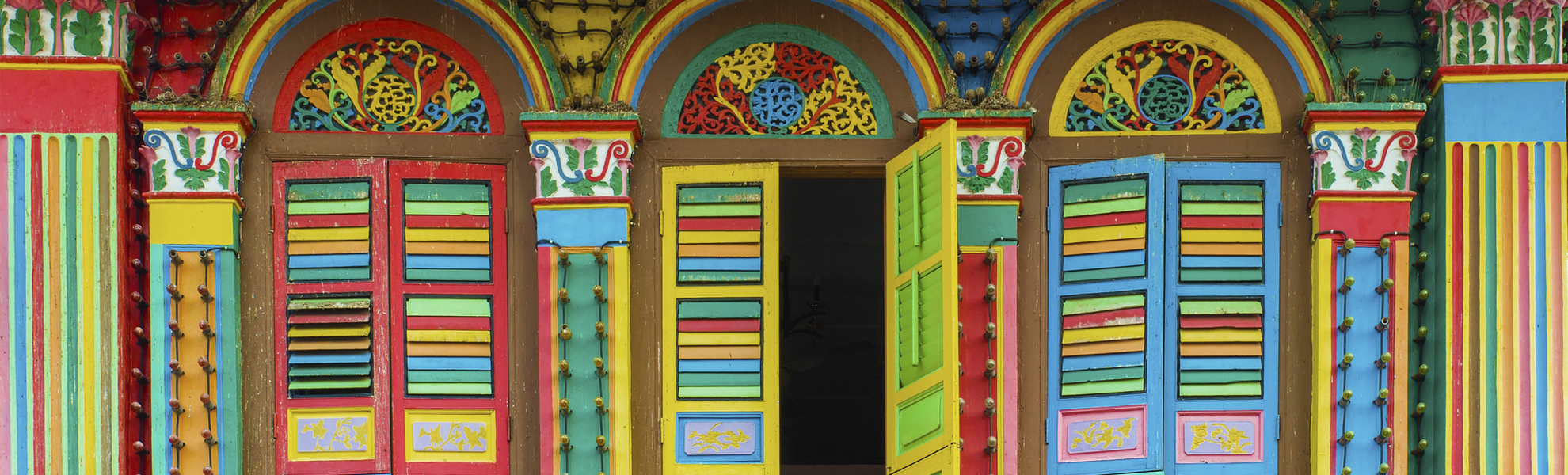 Häuserfassade in Little India, Singapur