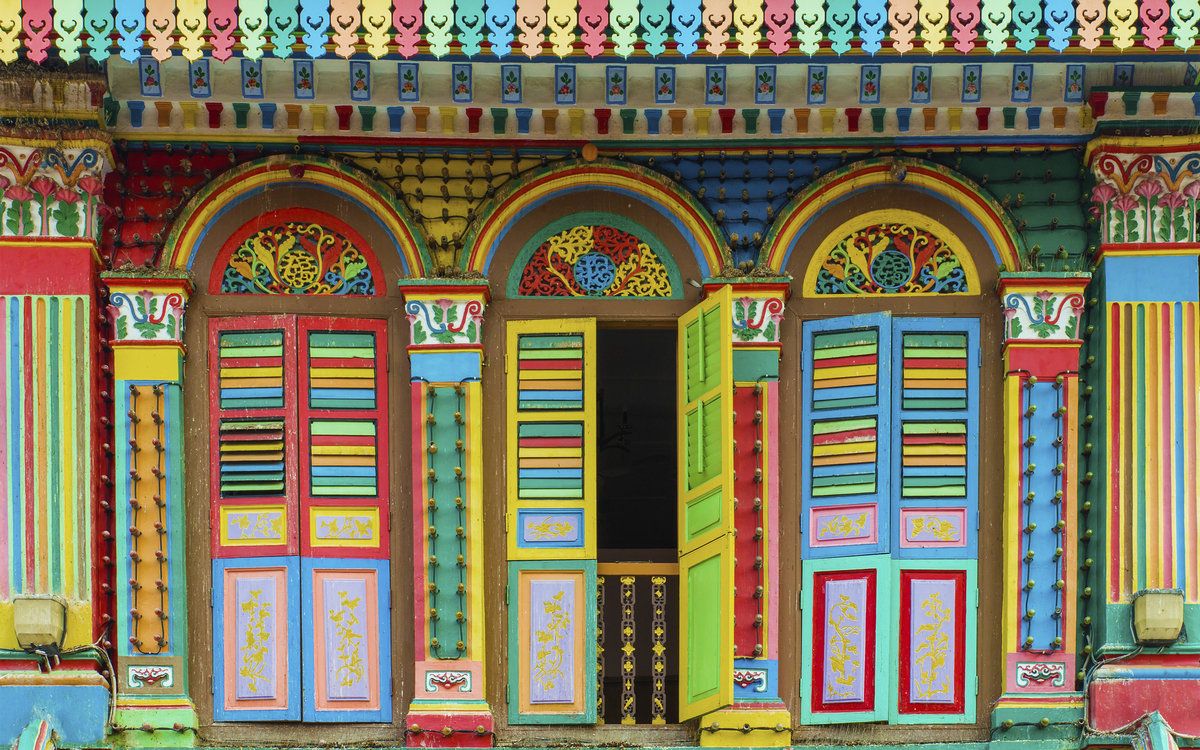 Häuserfassade in Little India, Singapur