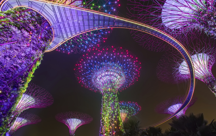 Gardens by the Bay bei Nacht, Singapur