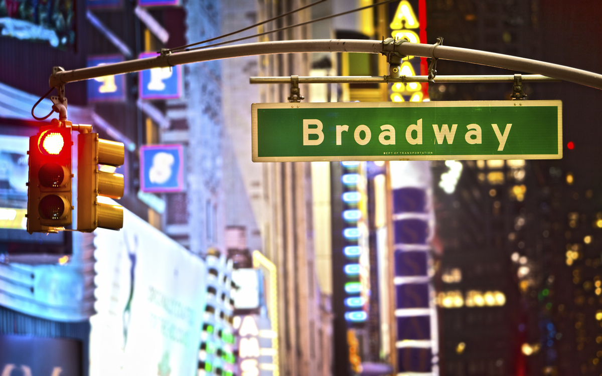 Straßenschild der Broadway in Manhattan, USA