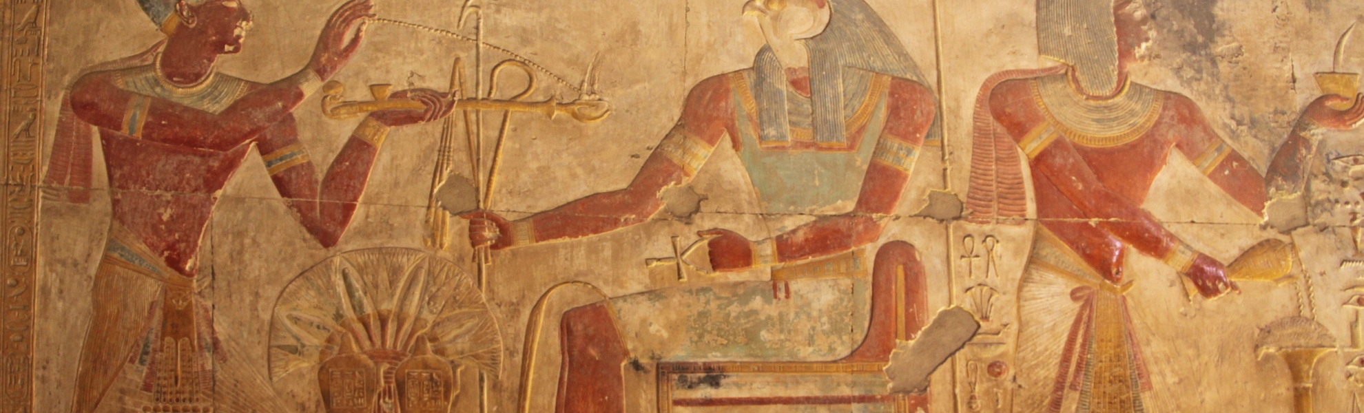 Wandmalerei im Totentempel des Sethos I. in Ägypten