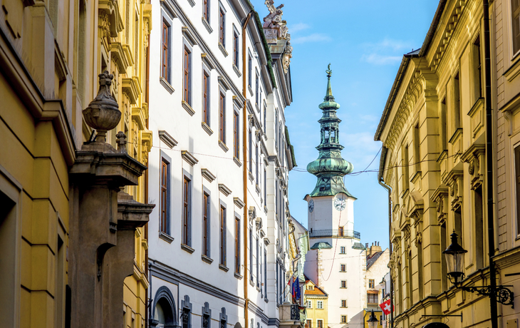 Michaelertor als einzig erhaltendes Tor der mittelalterlichen Stadtbefestigung von Bratislava, Slowakei