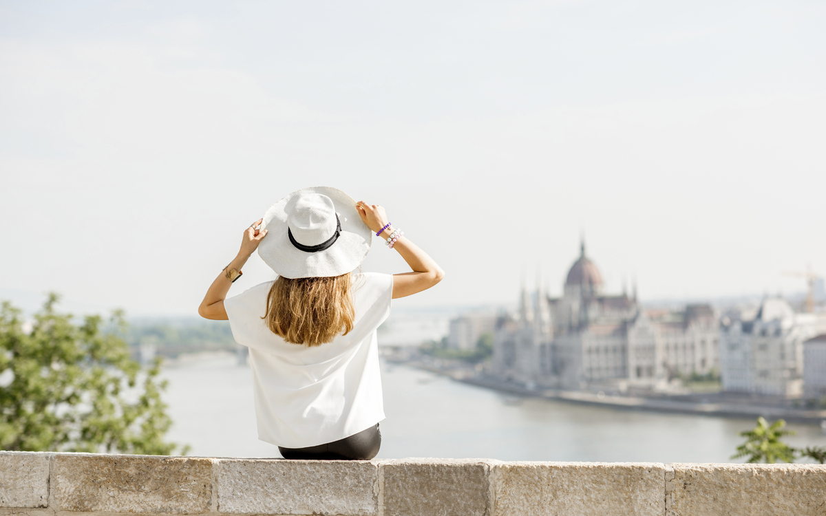 Touristin in Budapest, Ungarn