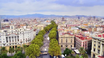 Die berühmte Straße "Las Ramblas" in Barcelona, Spanien