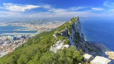 Blick auf den Affenfelsen von Gibraltar, Spanien