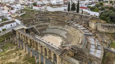 Römisches Theater in Italica, Spanien, aus Vogelperspektive