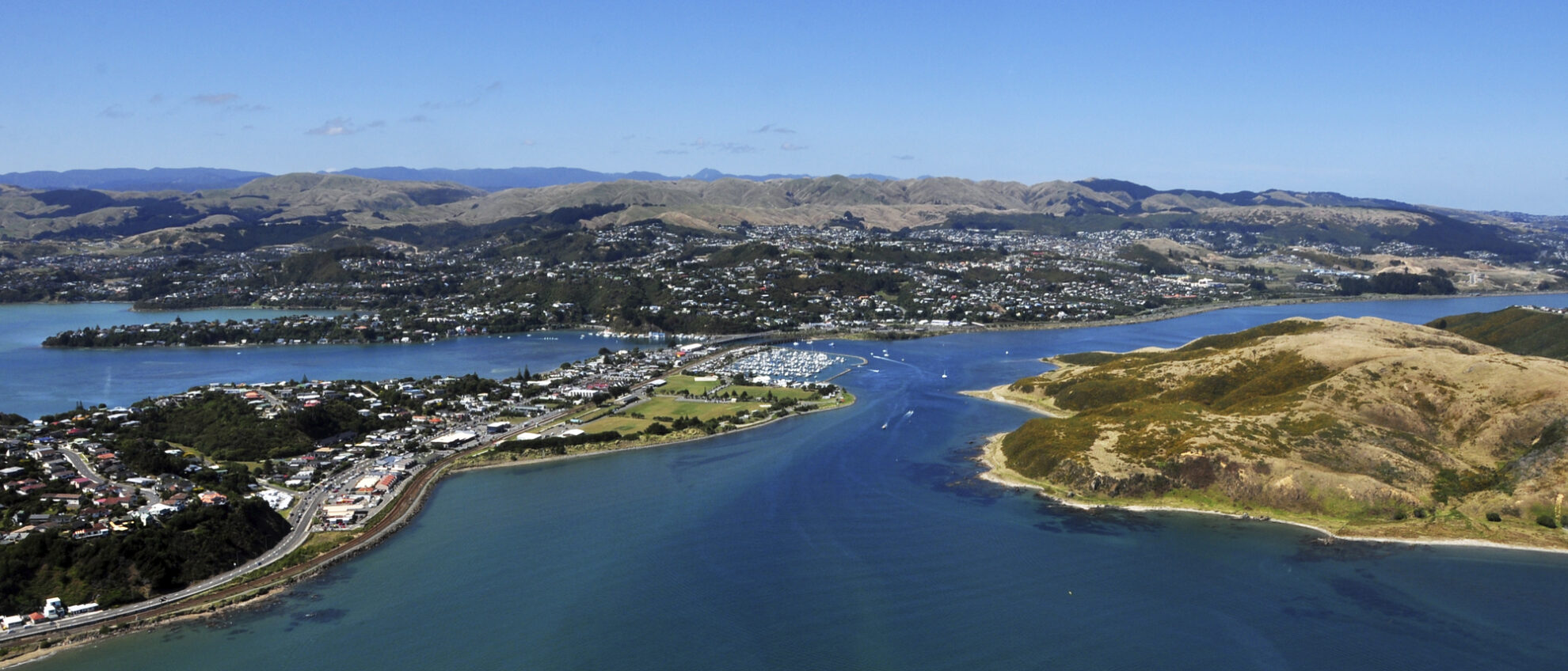Panoramaaufnahme der Küste von Wellington, Neuseeland