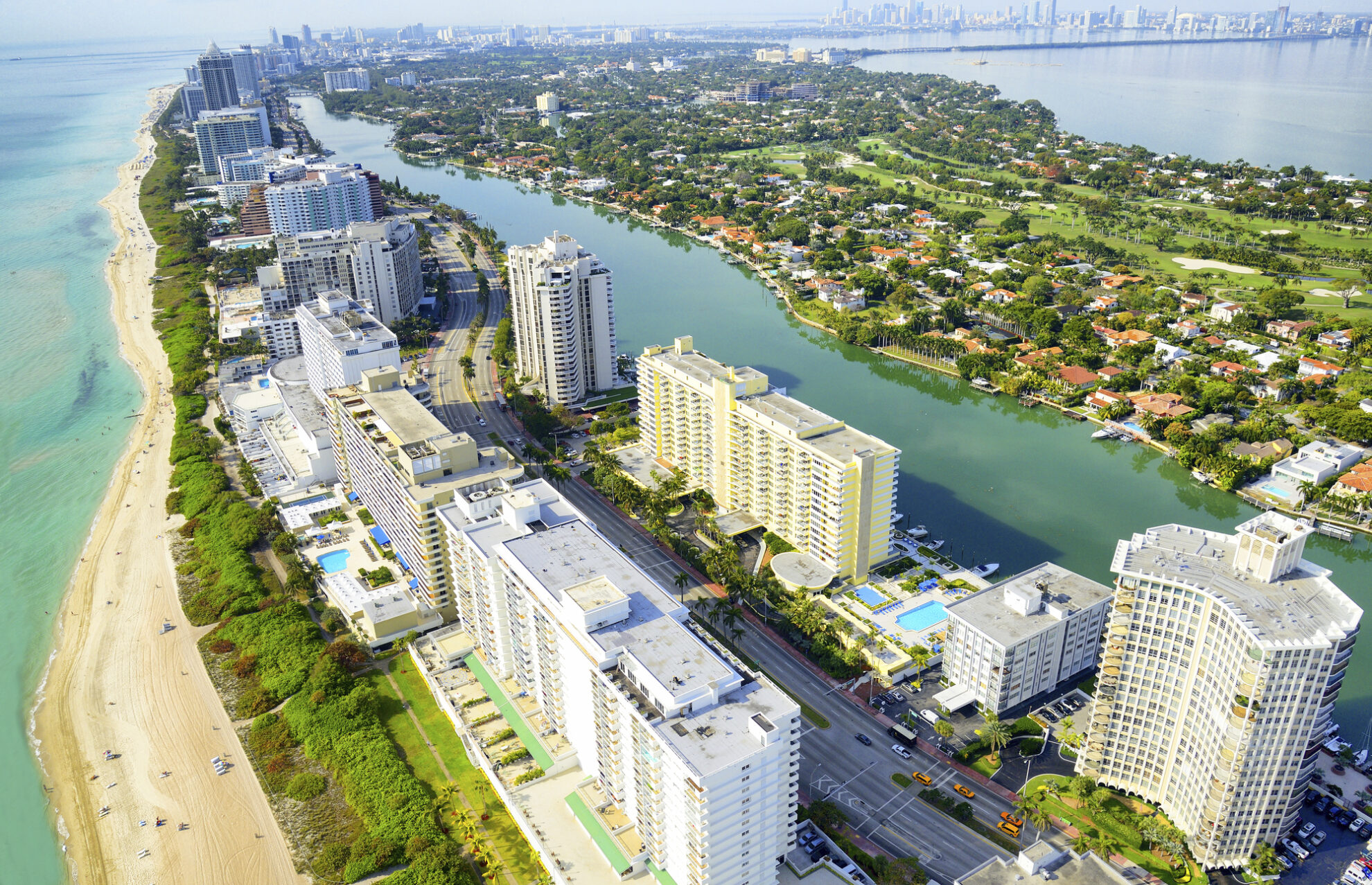 Miami Skyline und Miami Beach, USA