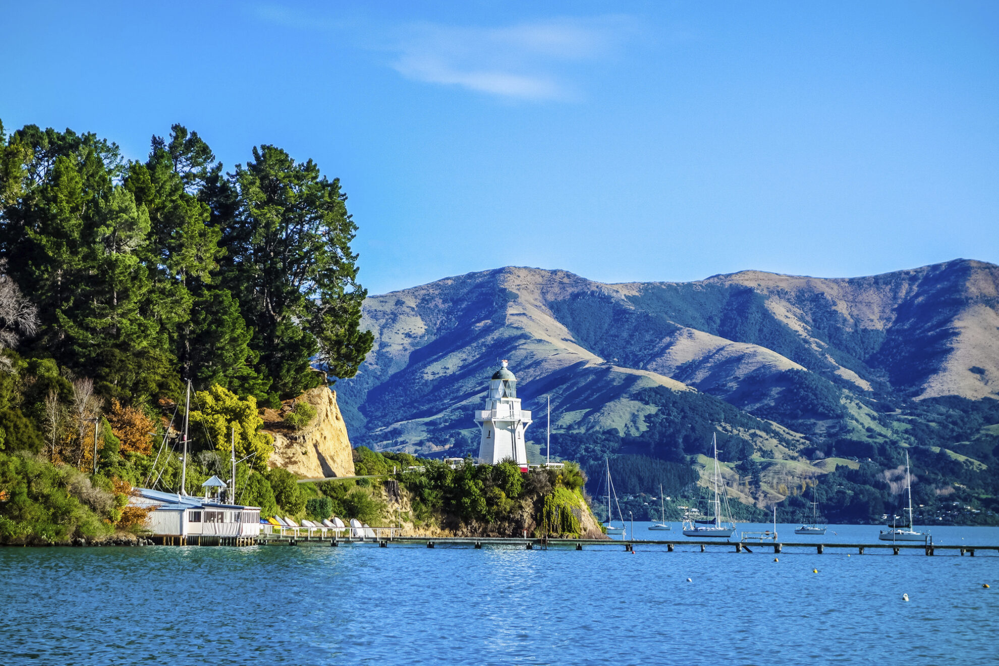 Bucht in Akaroa, Neuseeland