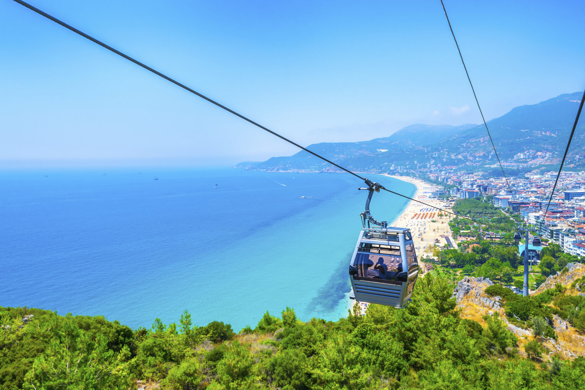 Seilbahn an der Küste von Alanya, Türkei