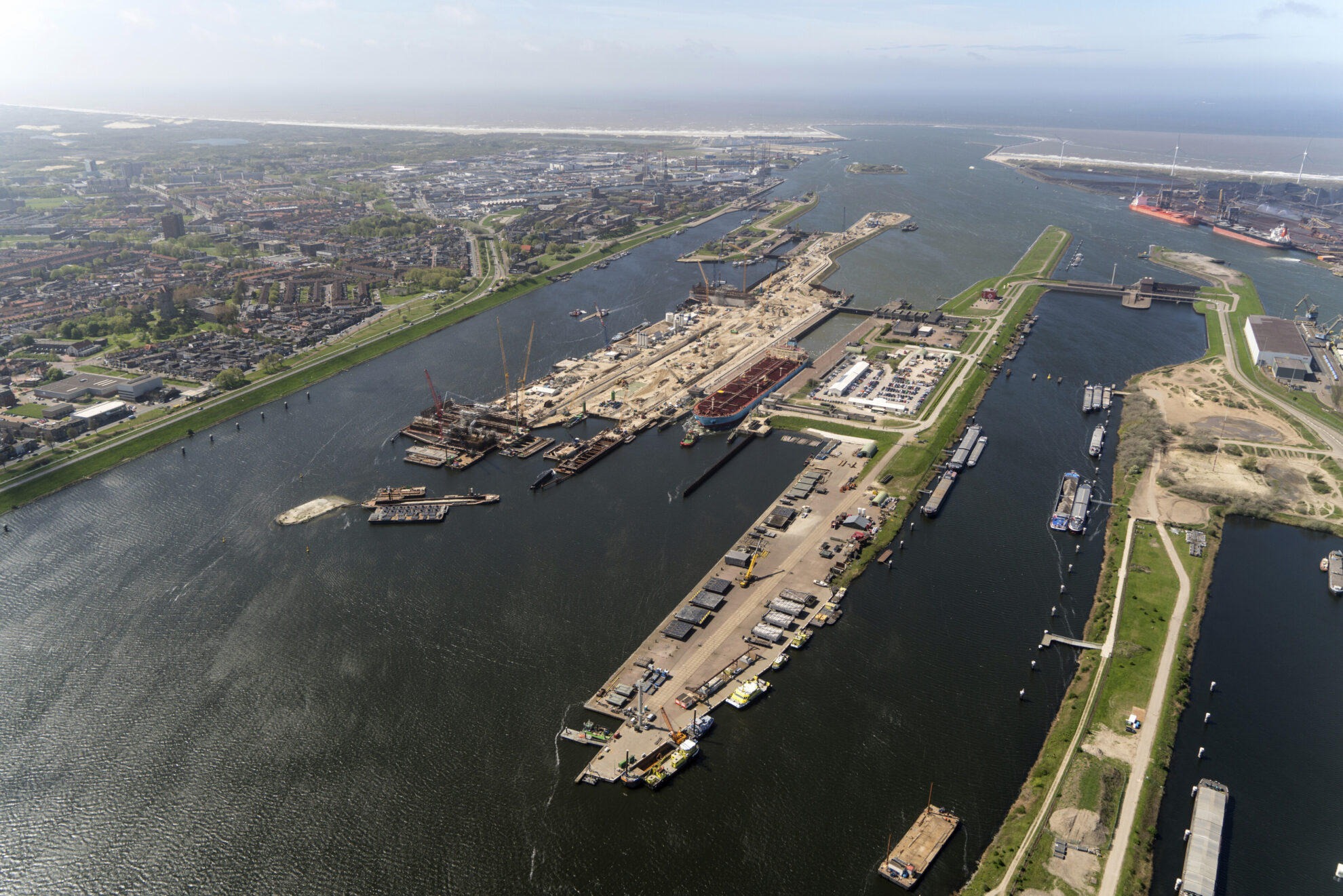 Luftansicht von Dock von Ijmuiden, Niederlande