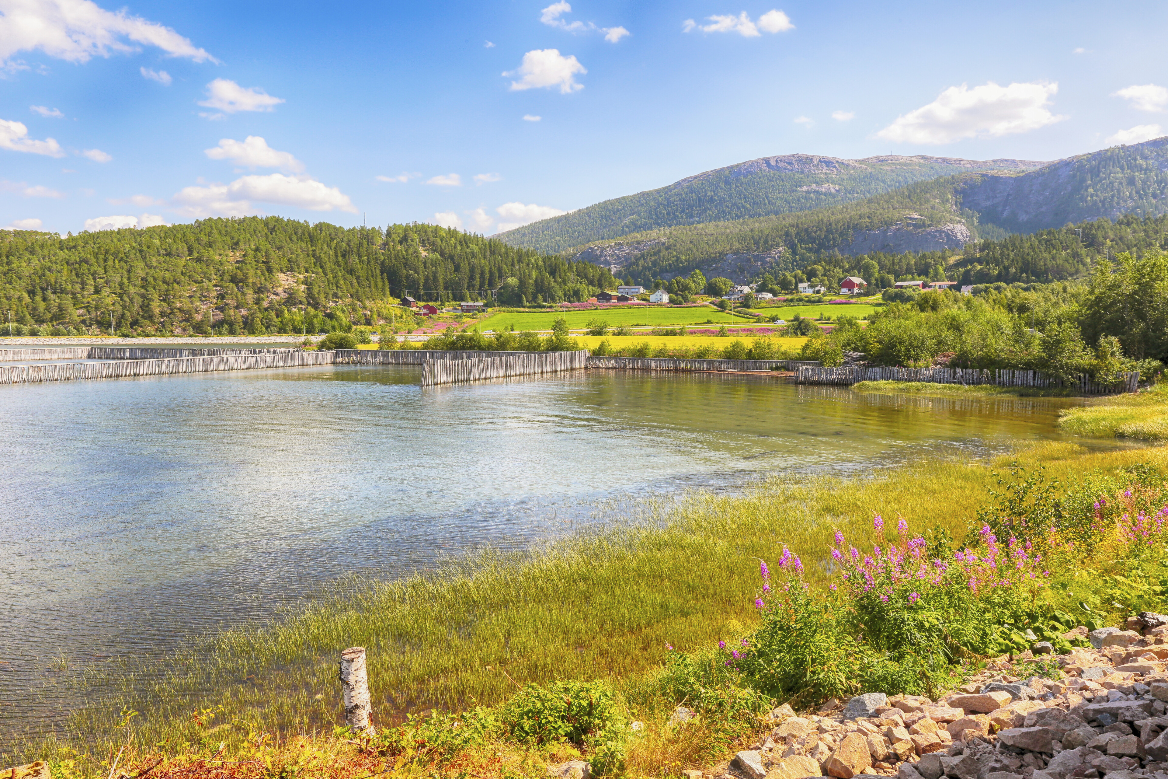 Fjordufer in Namsos, Norwegen