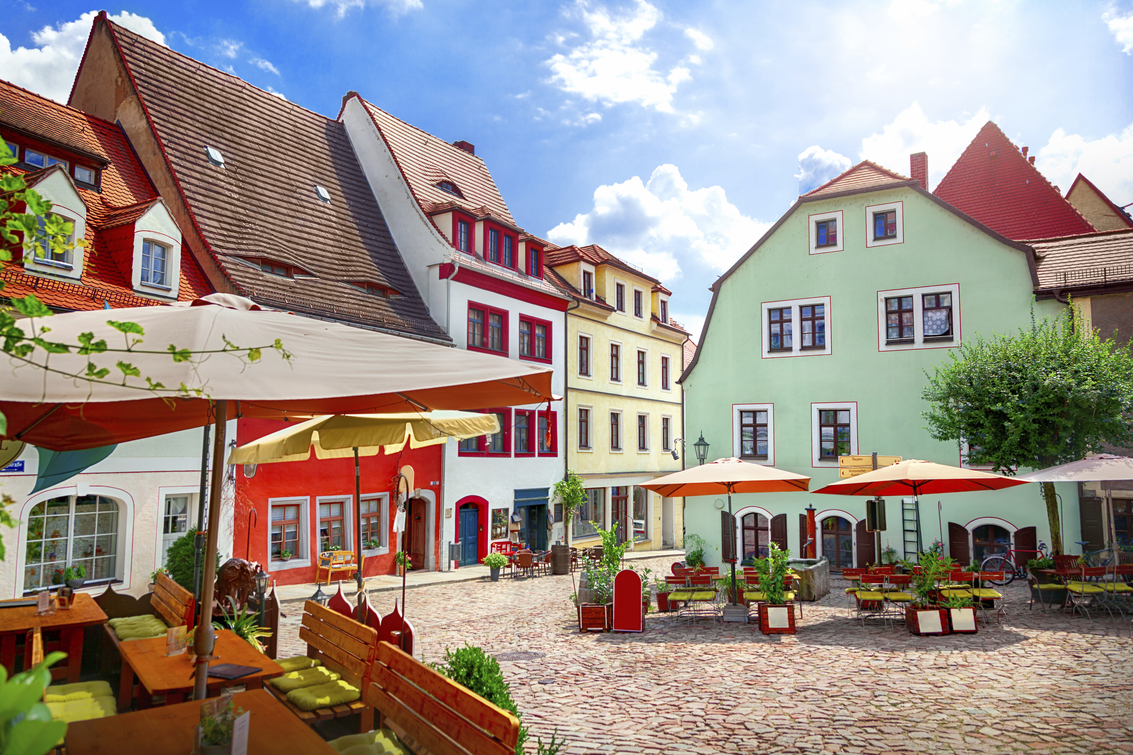 Bunte Häuser in Meissen, Deutschland