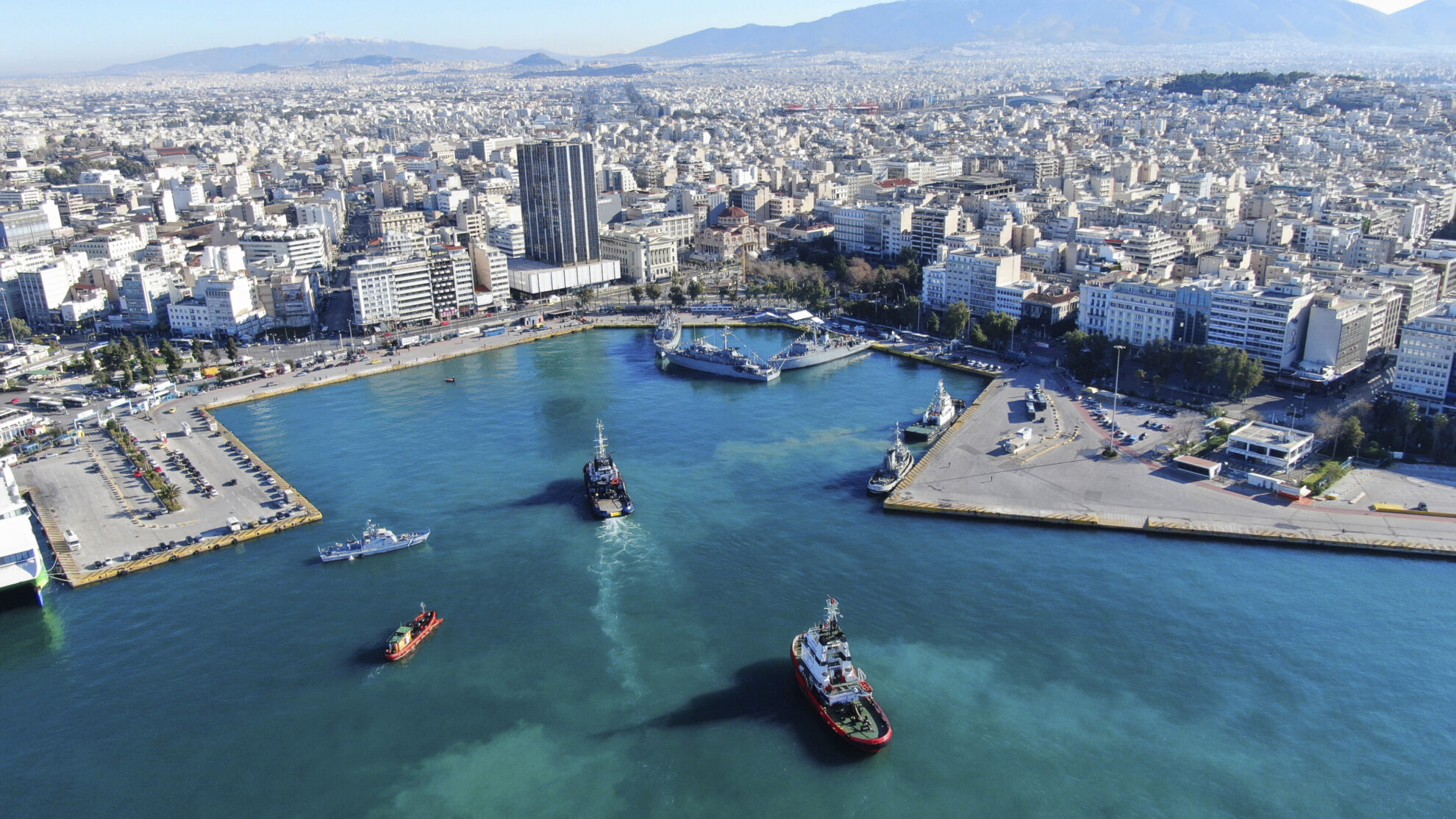 Luftansicht der Küste von Piräus, Griechenland