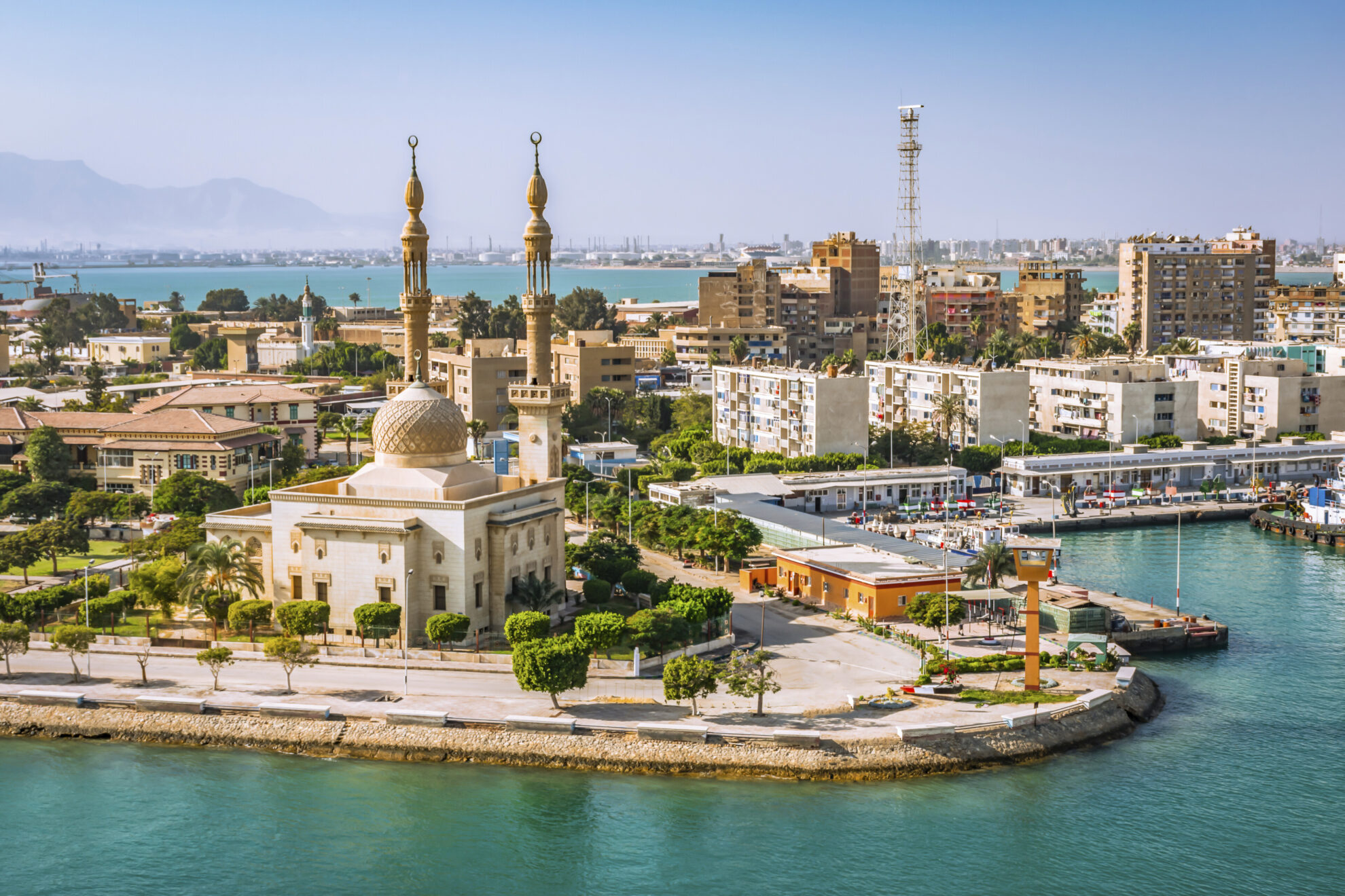Luftansicht der Kueste von Port Said, Aegypten