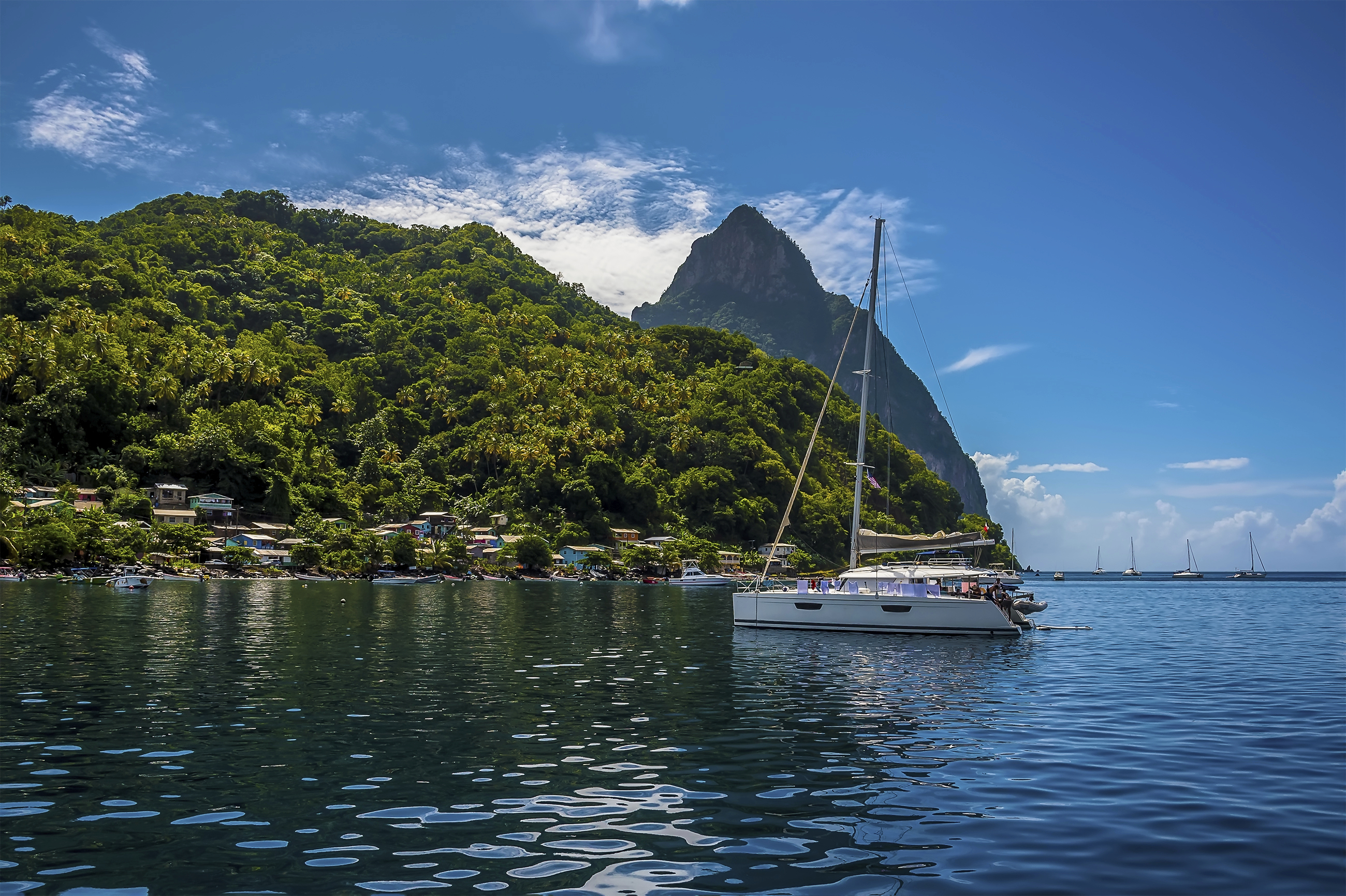 Segelboot in der Bucht von St.Lucia, Karibik