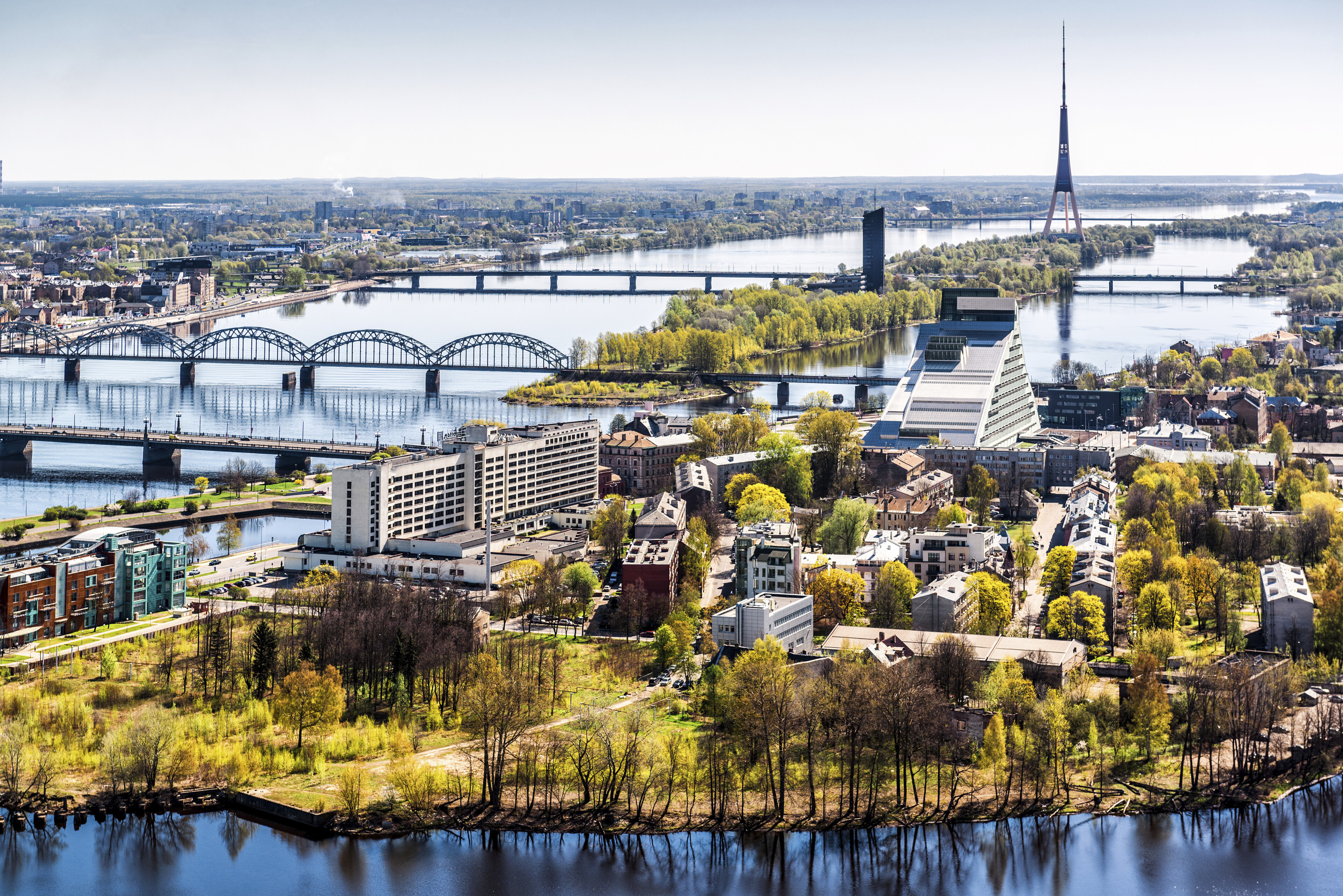 Blick über die Stadt Riga und den FLuss Düna, Lettland