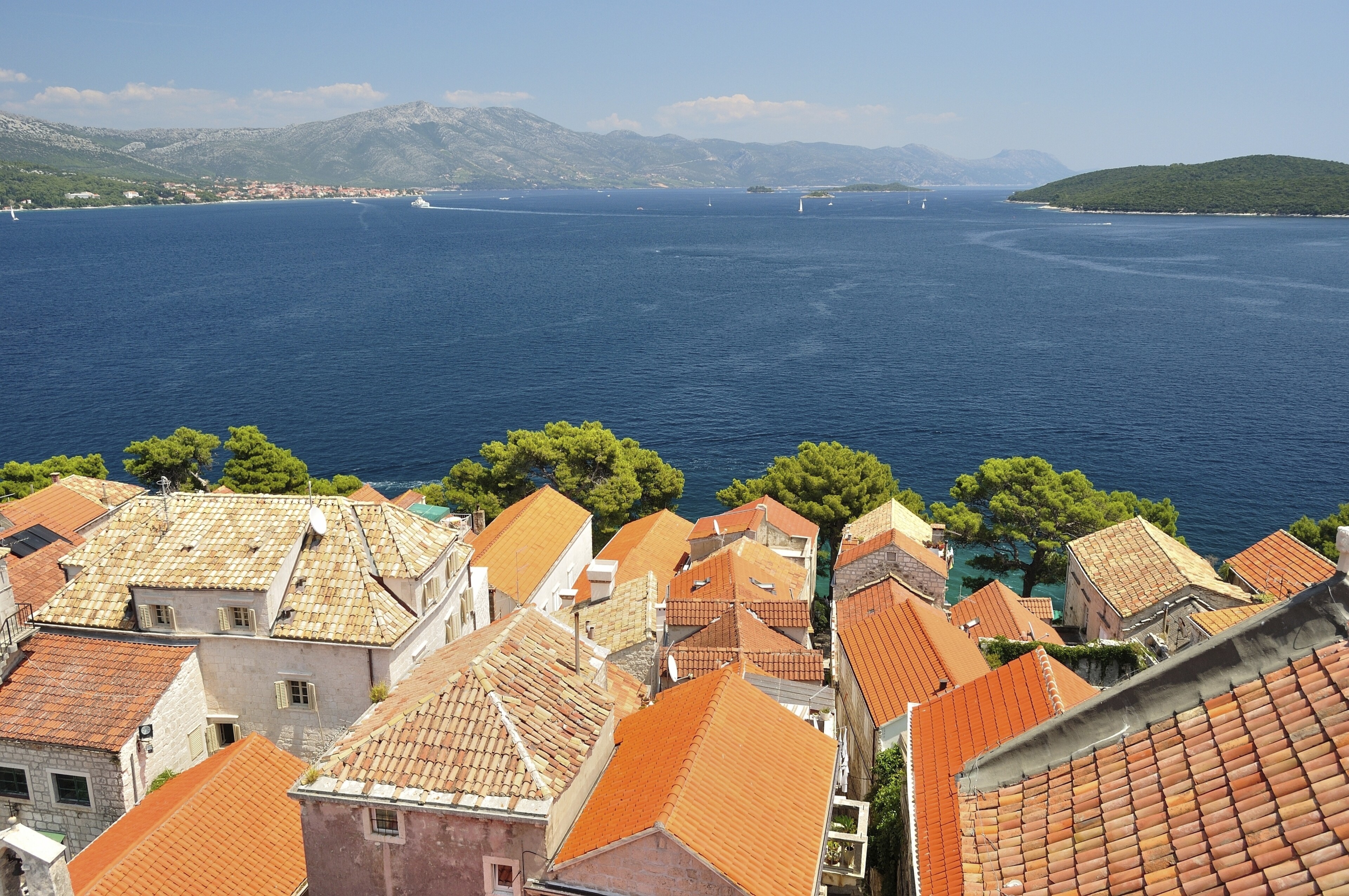 Blick auf das Meer vor Korcula, Kroatien