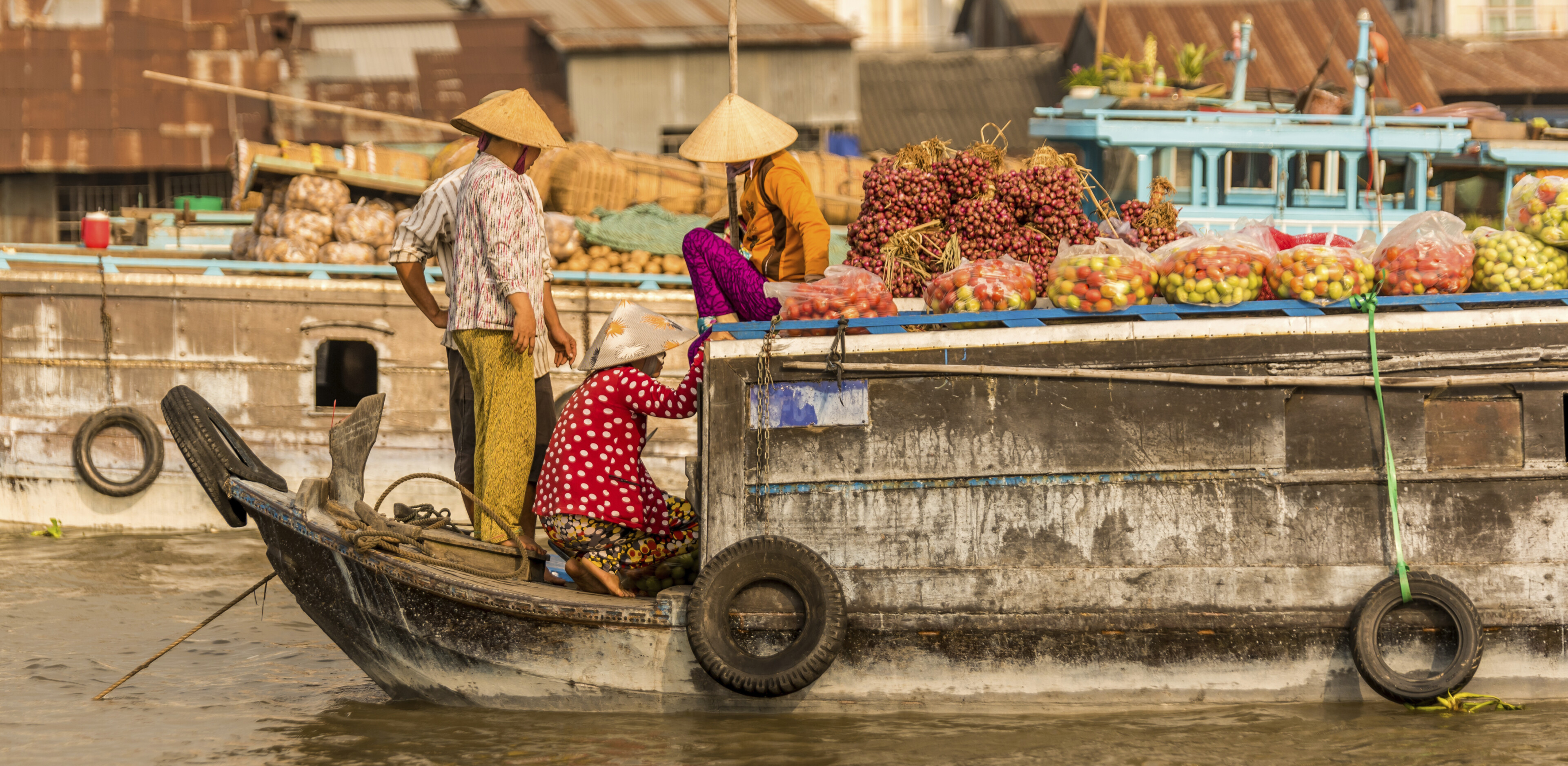 Gemüseverkauf in Mekong Delta, Vietnam