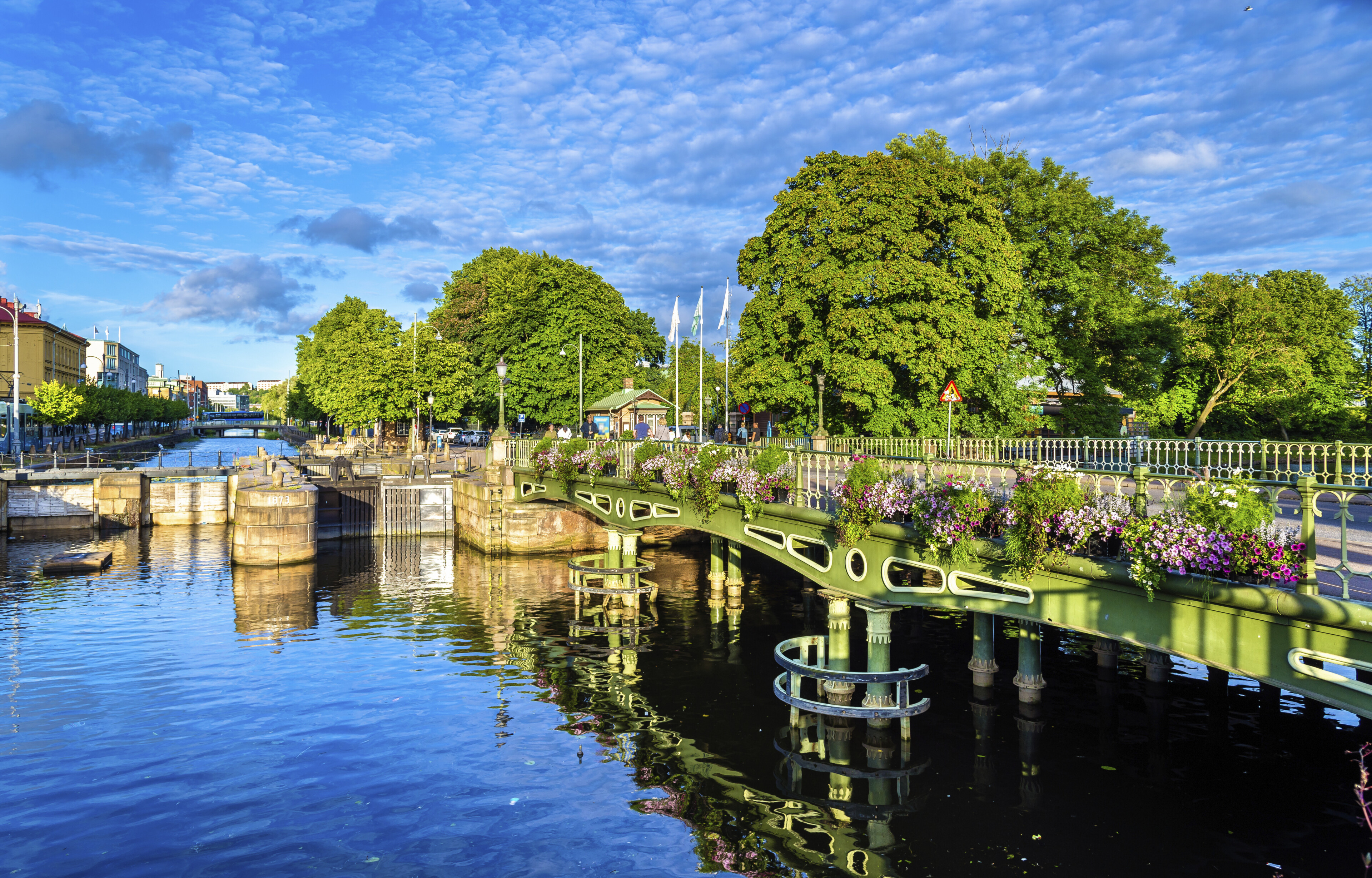 Kanal mit Brücken in Göteborg, Schweden