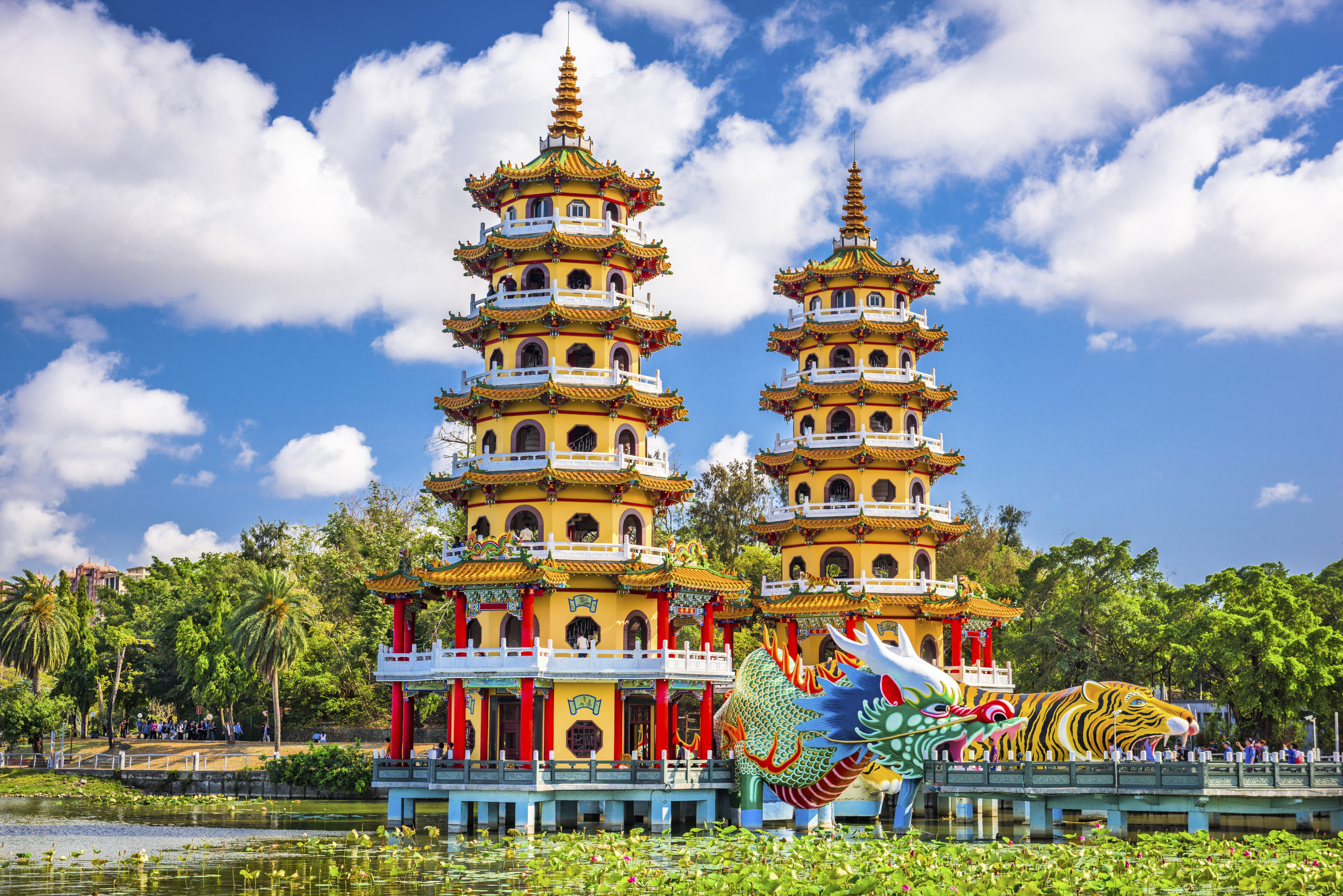 Künstlicher See Lotus Pond in Kohsiung, Taiwan