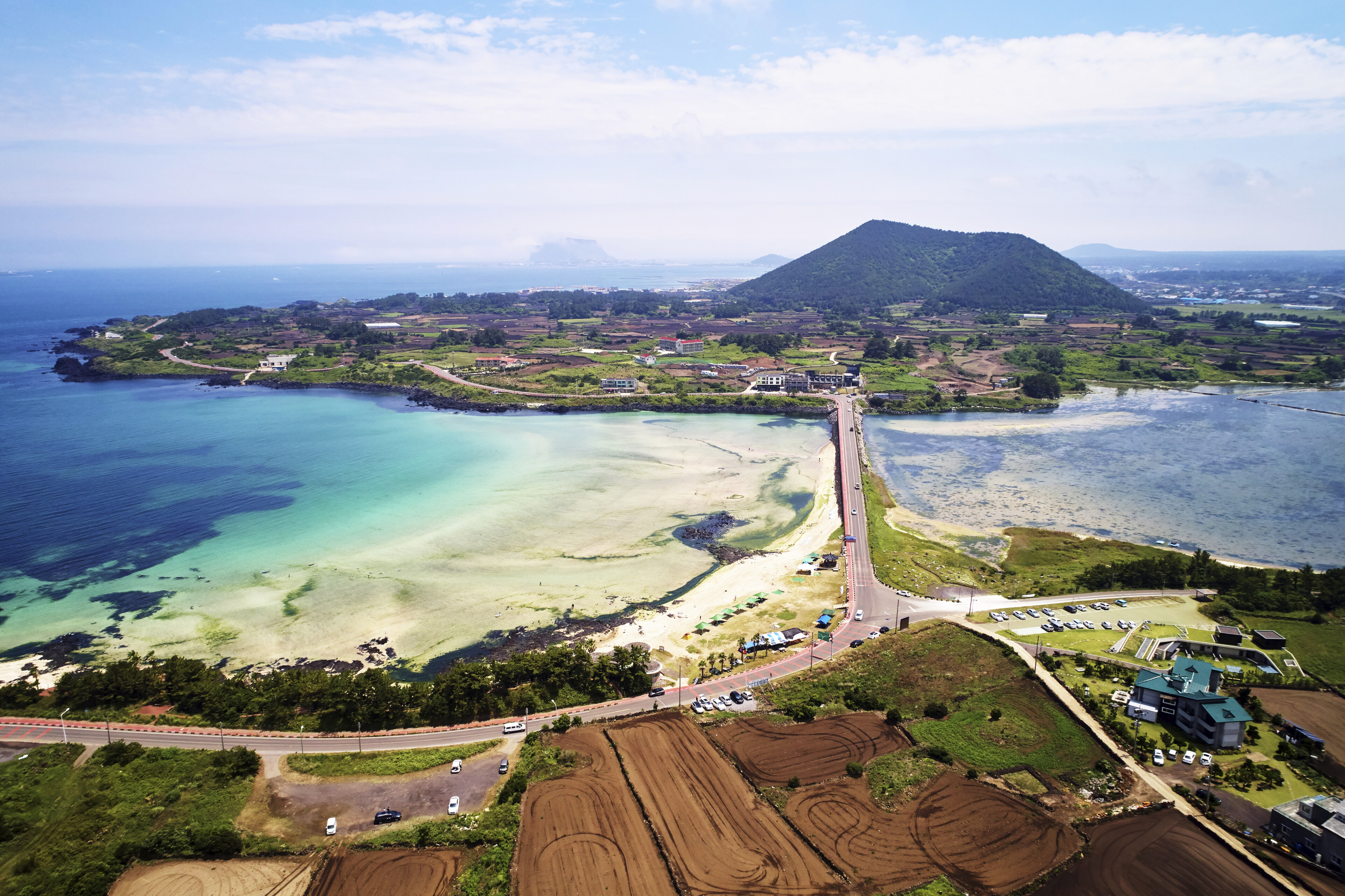 Luftansicht auf die Insel Jeju, Suedkorea