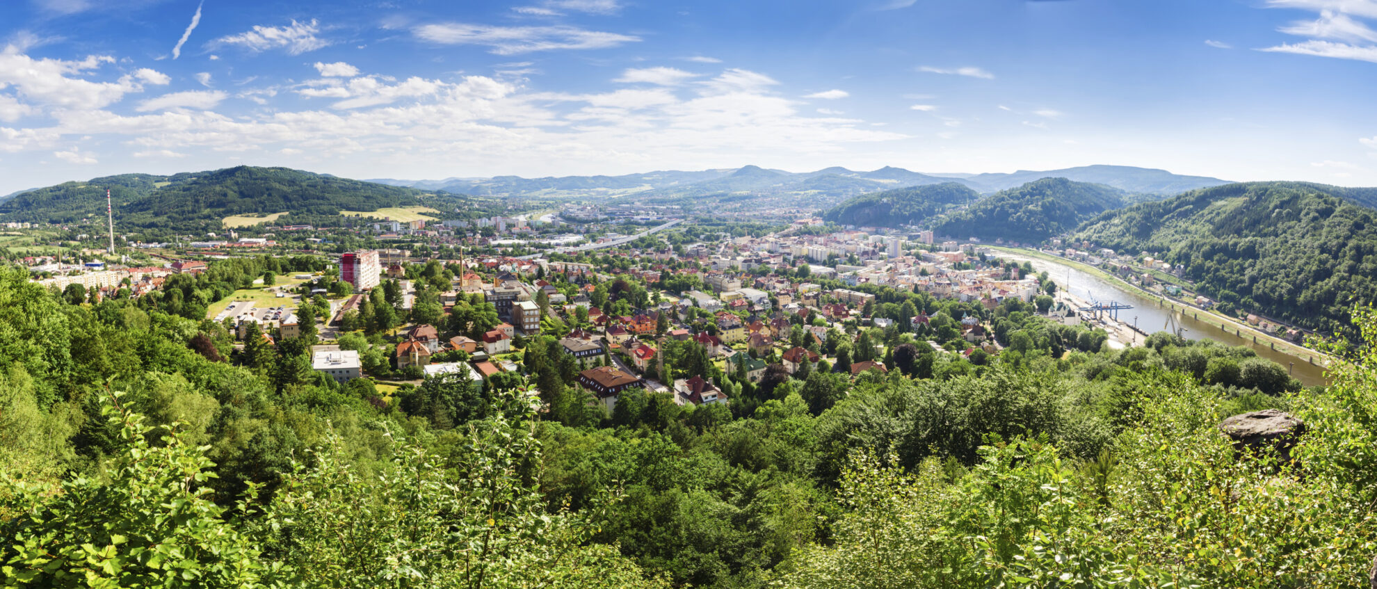Luftansicht von Tetschen, Tschechien