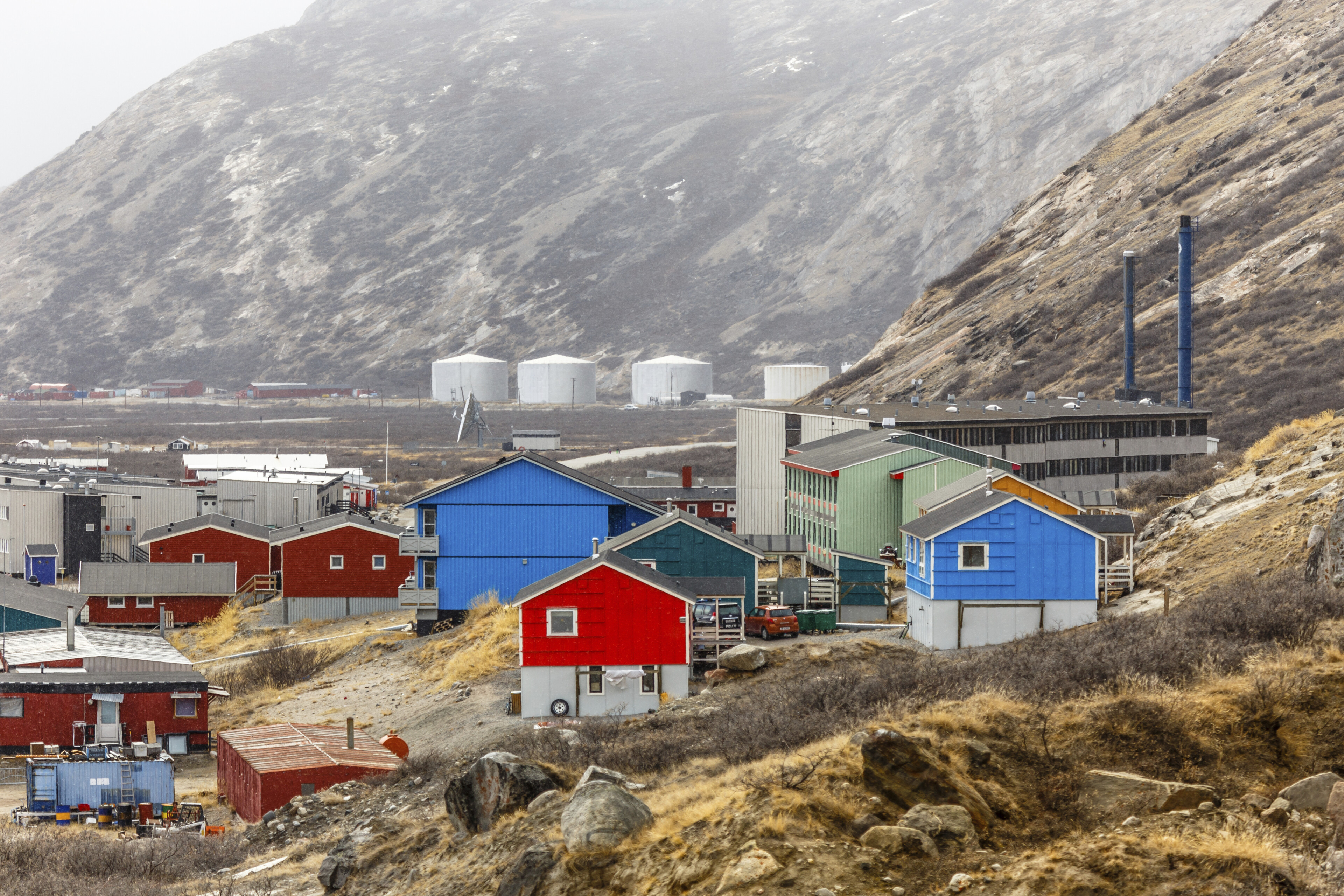 Bunte Haeuser n Kangerlussuaq, Groenland